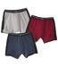 Pack of 3 Men's Sporty Boxer Shorts - Burgundy Navy Grey