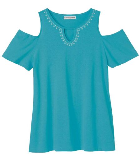 Women's Turquoise Cut-Out Tunic