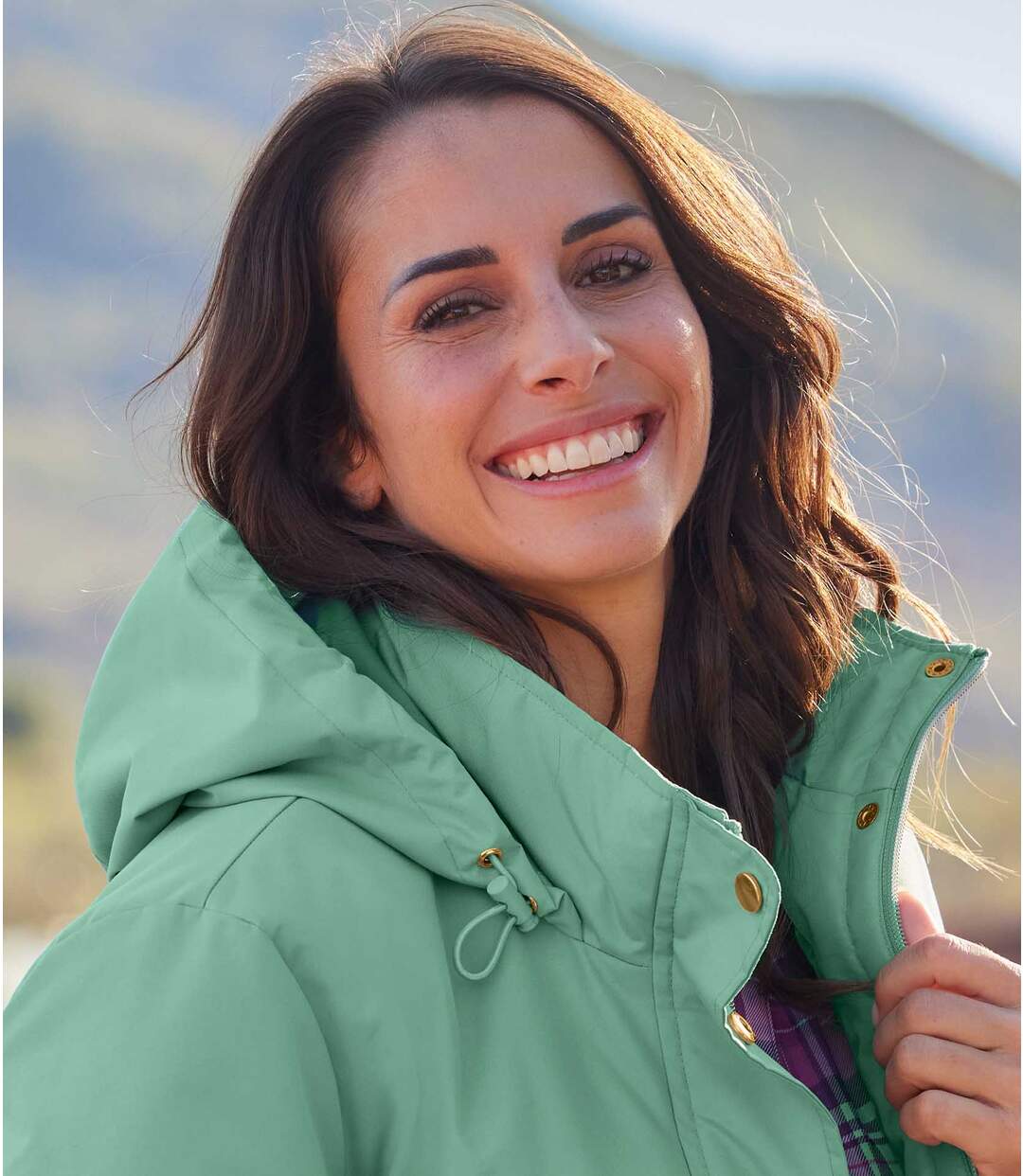 Women's Green Hooded Parka - Water-Repellent-4