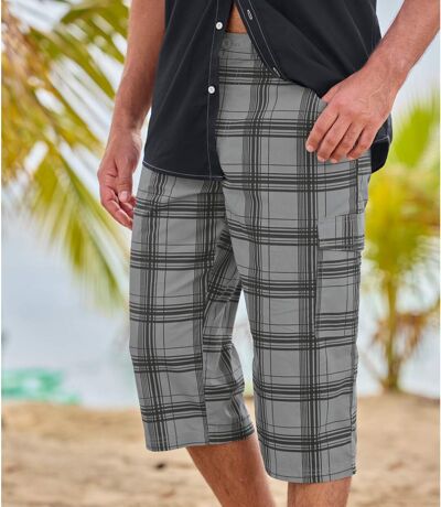Men's Checked Cropped Cargo Trousers