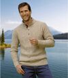 Beżowy trykotowy sweter z guzikami Atlas For Men