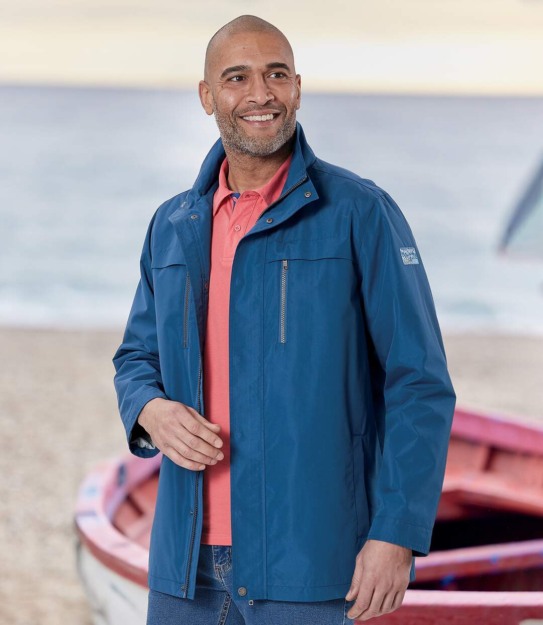 Men's Blue Summer Windbreaker - Water-Repellent 