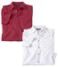 Pack of 2 Men's Short-Sleeved Crepe Shirts - White Red