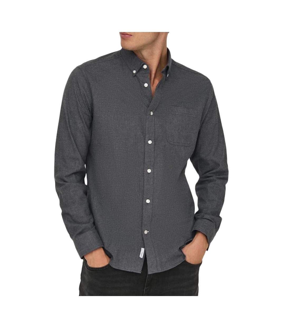 Chemise gris homme only & sons road life-1