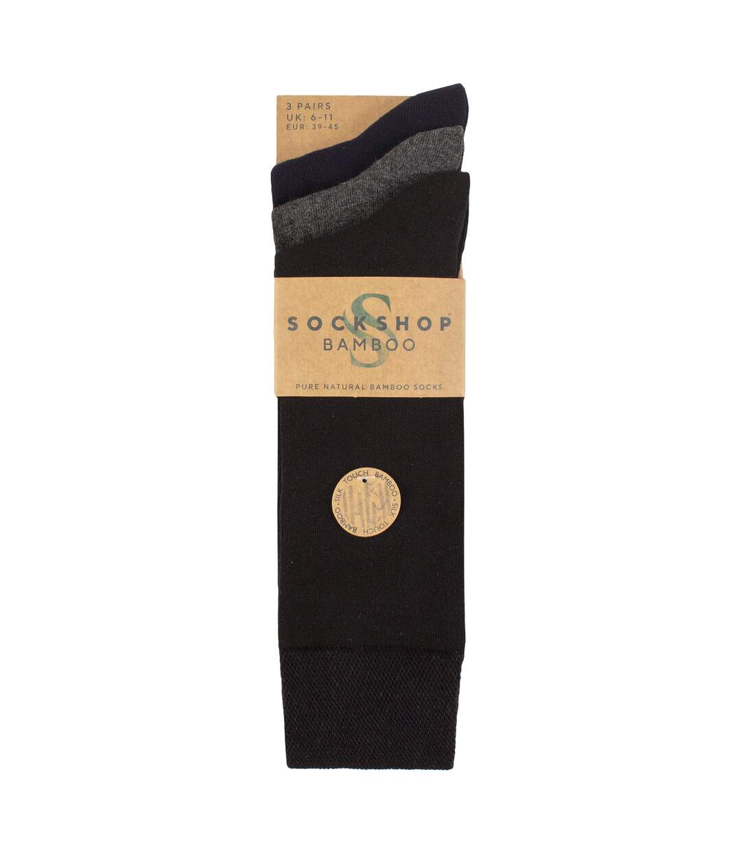 3 Pack Mens Plain and Patterned Bamboo Socks - Soft Breathable Everyday Comfort-2