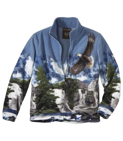 Men's Fleece Jacket - Blue Eagle Print