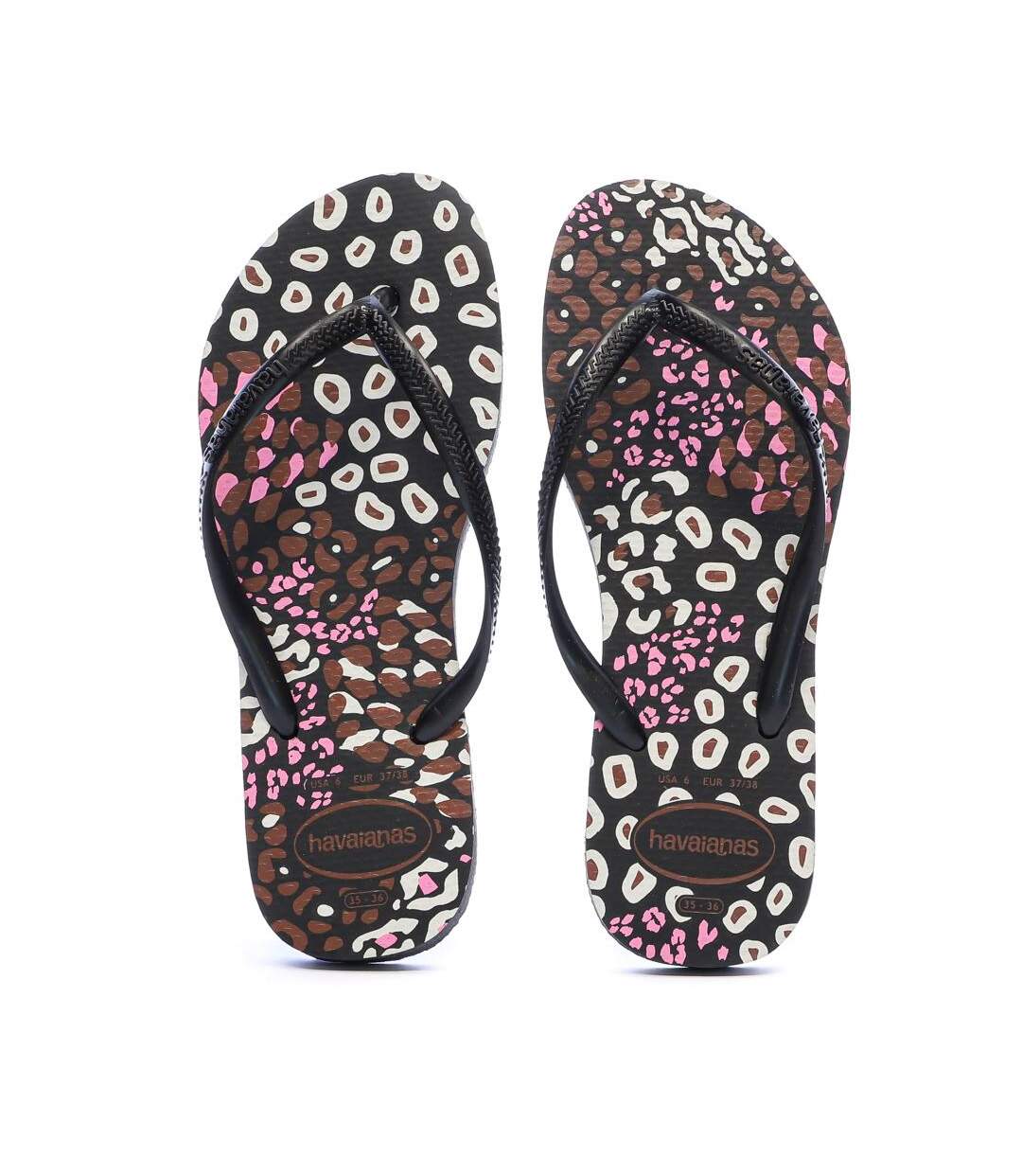 Tongs noir femme havaianas slim animals infradito-3