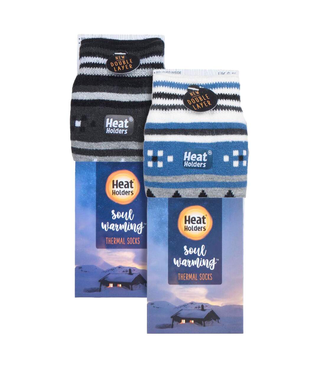 2 Pairs Mens Thermal Slipper Socks 2.6 TOG Non Slip Double Layer Warm Socks-4