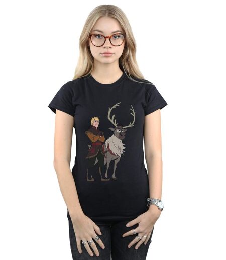 Disney Femme/Les femmes Frozen 2 Sven et Kristoff - T-shirt en coton (Noir) - UTBI21699