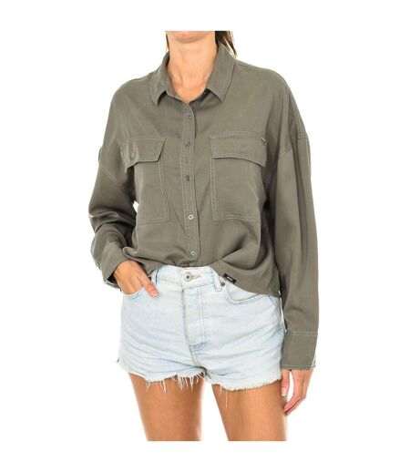 Women's long-sleeved shirt with lapel collar W4010008A
