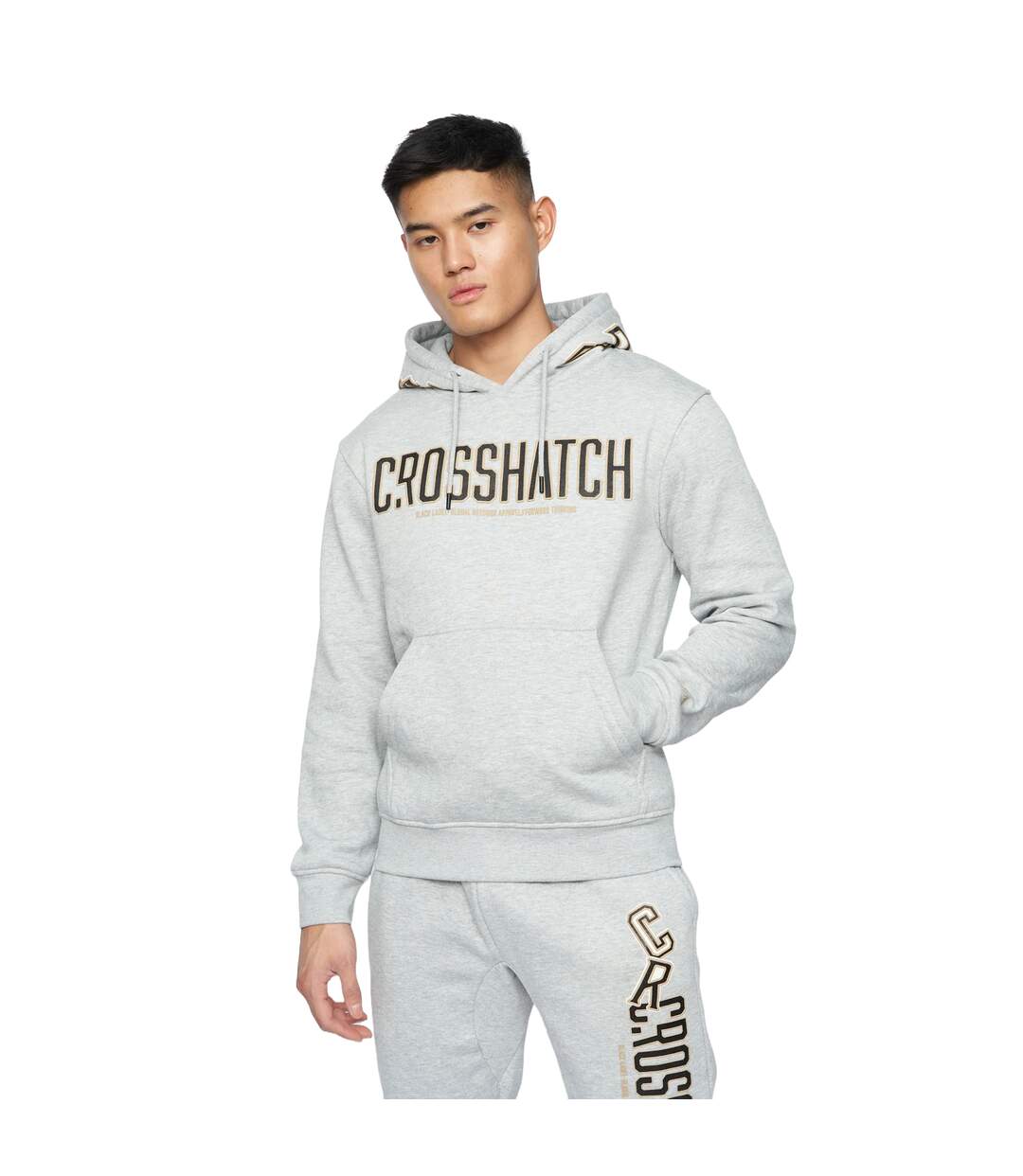 Sweat À Capuche Doddington Homme Gris Clair Chiné Crosshatch-2