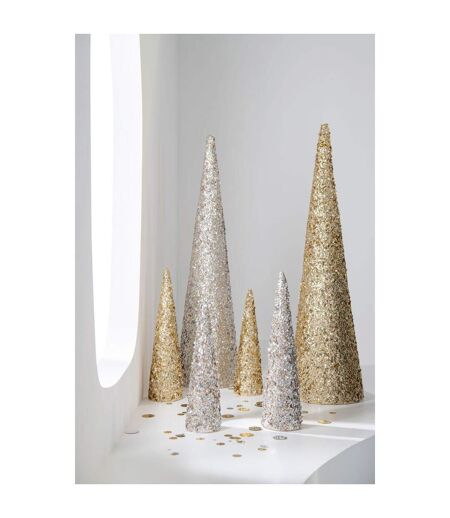 Cône Déco Sequins 46cm Champagne