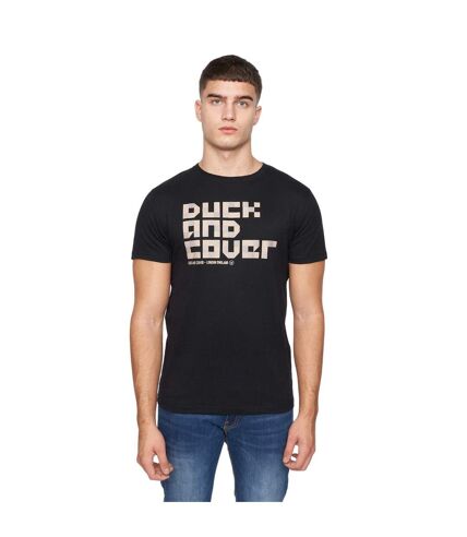 Mens balding t-shirt black Duck and Cover