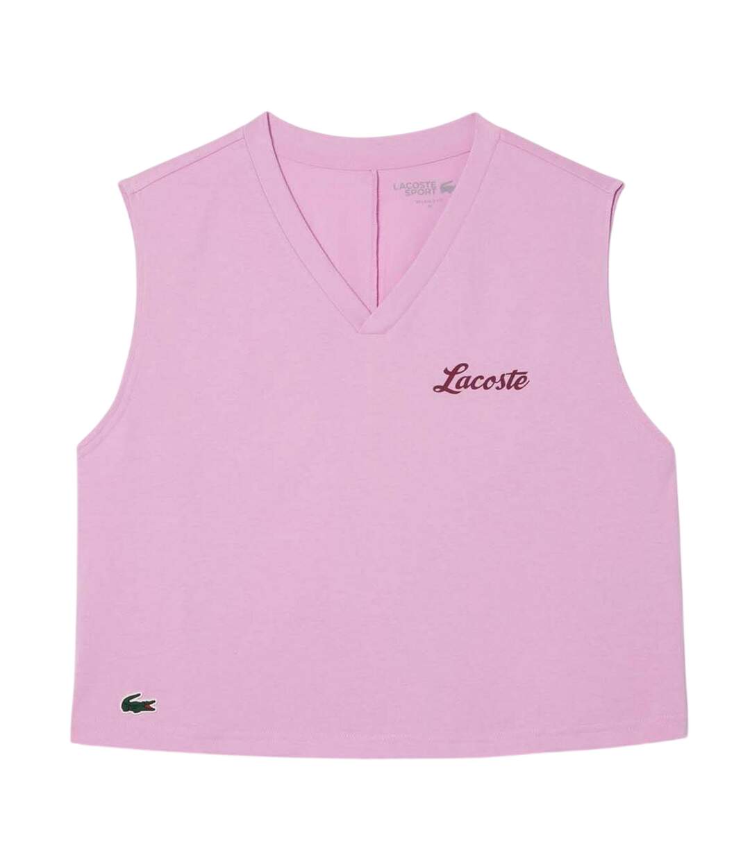 Womens/ladies Sport Relaxed Fit Sleeveless Crop Top Pink Lacoste-1