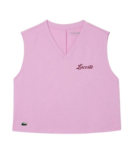Womens/ladies Sport Relaxed Fit Sleeveless Crop Top Pink Lacoste