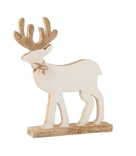 Statuette Déco Renne sur Pied 41cm Blanc