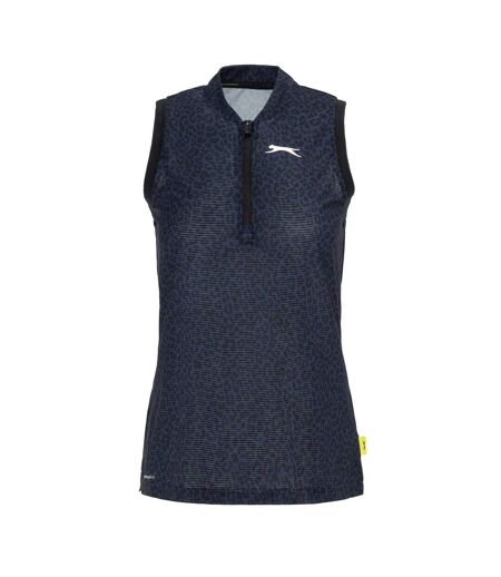 Polo Sans Manches Motif/style Léopard Femme Noir Slazenger