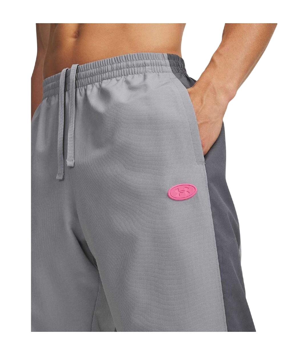 Pantalon De Survêtement Motif/style Blocs De Couleurs Rival Homme Gris Acier Rose Under Armour-4