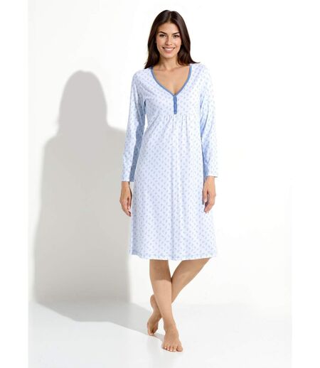 Chemise de nuit longue manches 3/4 coton imprimé