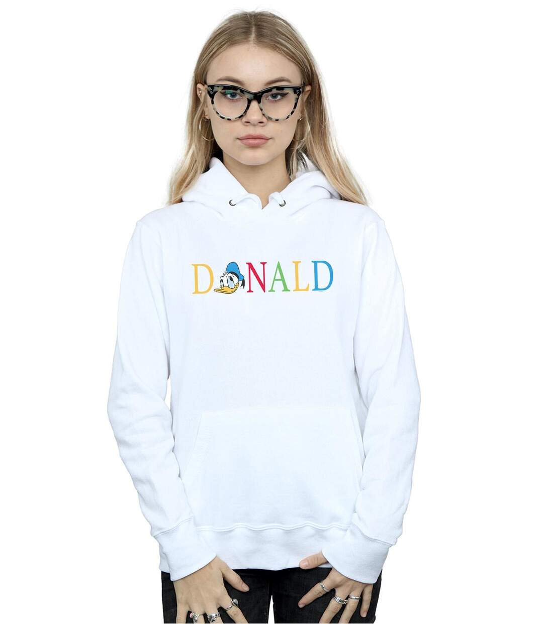 Disney - Sweat à capuche DONALD DUCK LETTERS - Femme (Blanc) - UTBI11318-2