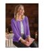 Womens/ladies Plain Cashmere Crew Neck Classic Cardigan Allium Purple WoolOvers-2