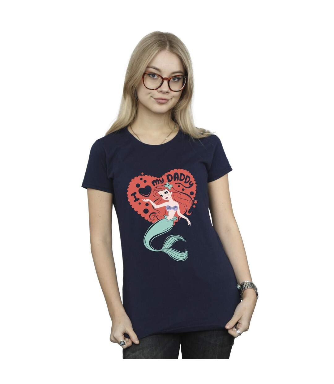 Disney T-shirt en coton Femme/Ladies The Little Mermaid Love Daddy (Bleu marine) - UTBI26334-2