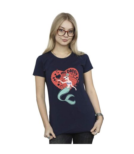 Disney T-shirt en coton Femme/Ladies The Little Mermaid Love Daddy (Bleu marine) - UTBI26334
