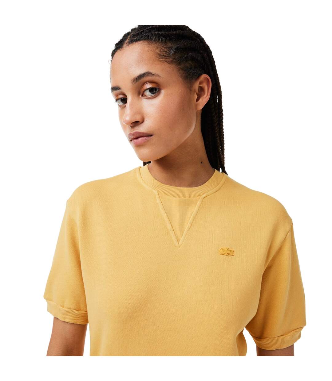 Womens/ladies Natural Dyed Fleece T-shirt Orange Lacoste-1