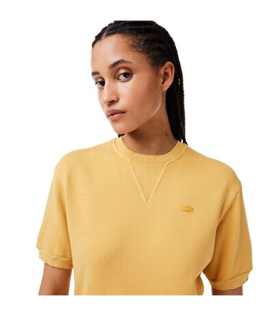 Womens/ladies Natural Dyed Fleece T-shirt Orange Lacoste