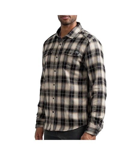 Chemise manches longues beige/noir homme sun valley abee