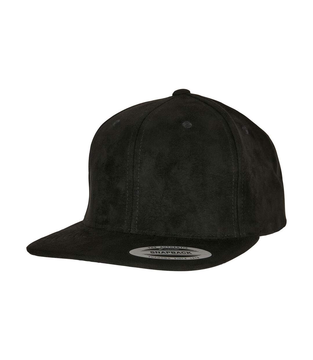 Unisex adult faux suede snapback cap black Flexfit-1