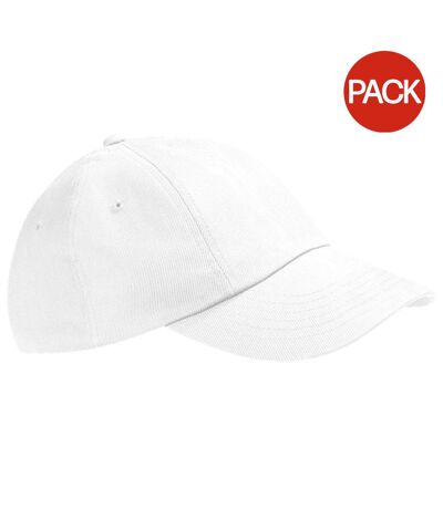 Beechfield Unisex Low Profile Heavy Cotton Drill Cap / Headwear (Pack of 2) (White) - UTRW6730