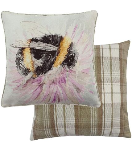 Evans Lichfield Watercolour Bee Cushion Cover (Natural/Lilac/Black)