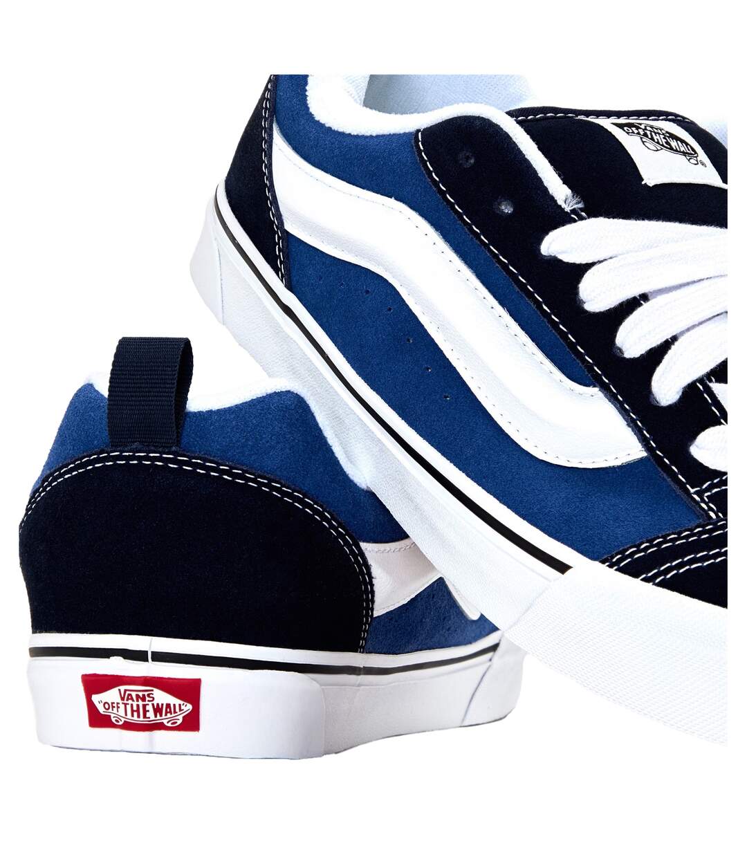 Mens Knu Skool Padded Suede Skate Shoes Navy White Vans-4