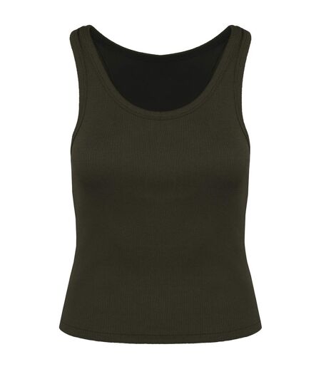 Womens/ladies ribbed tank top organic khaki Native Spirit