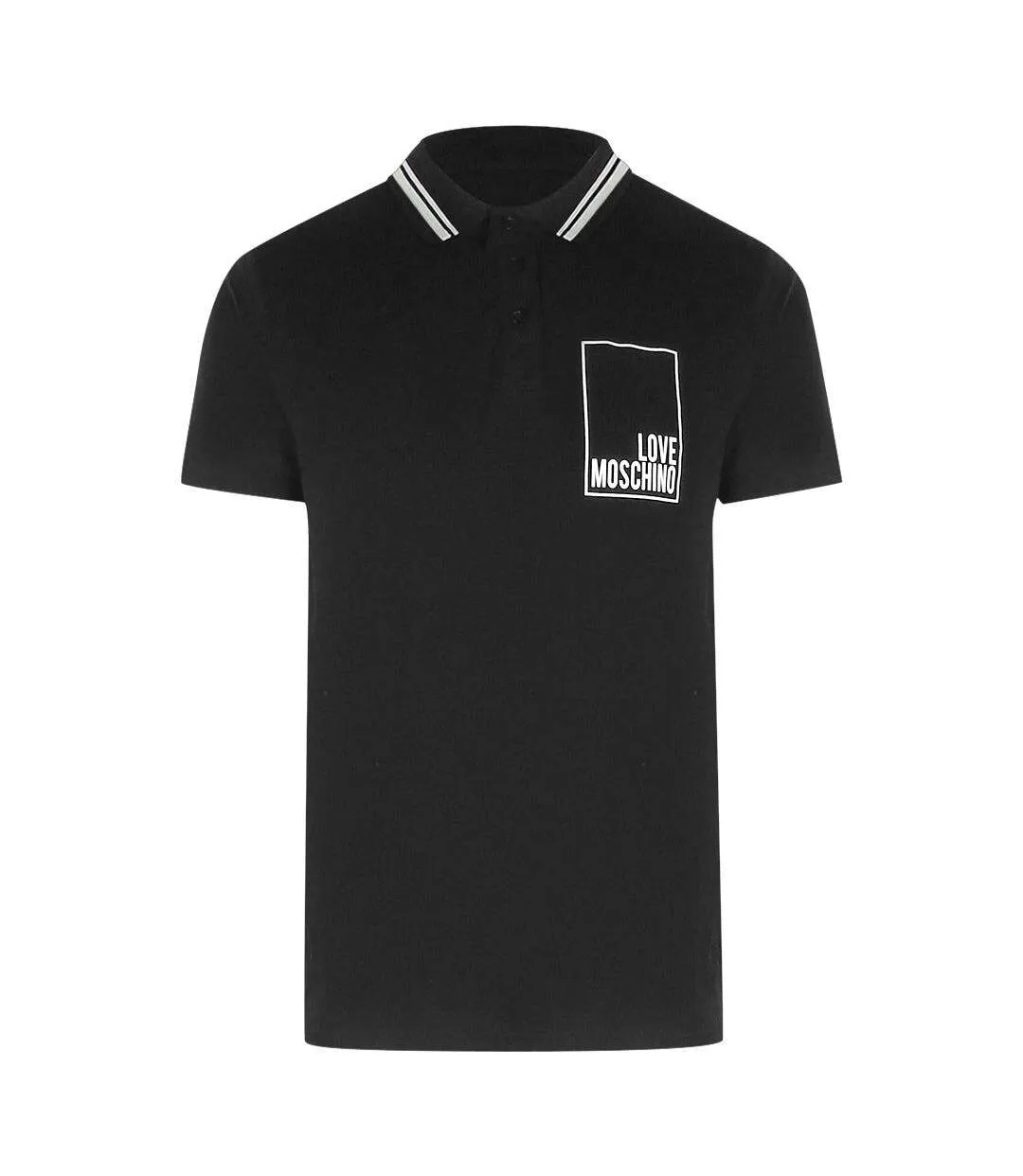 Mens Box Logo Cotton Polo Shirt Black Love Moschino-1