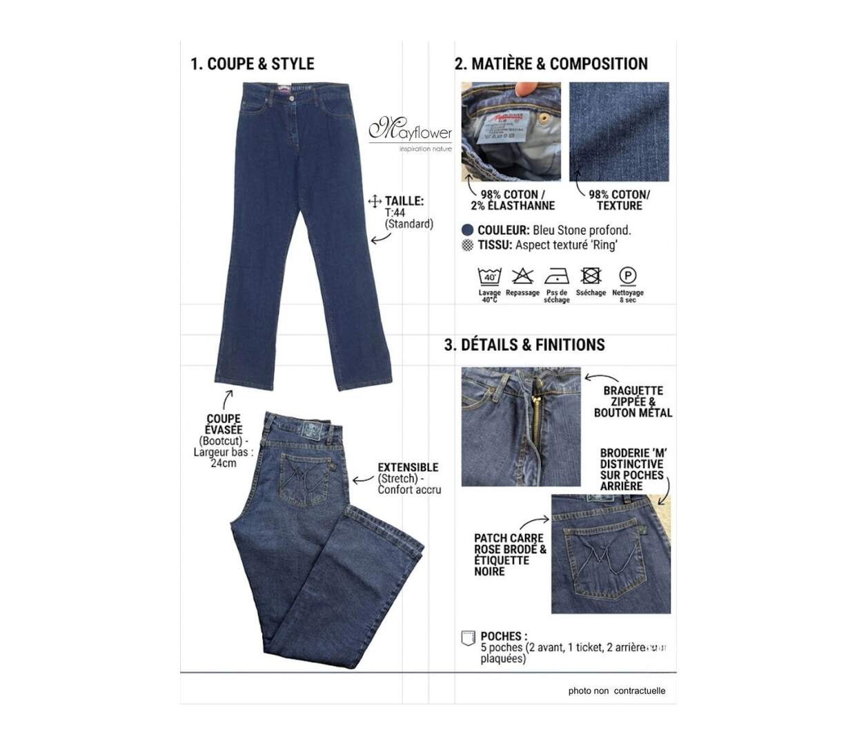 Jean Femme Mayflower M957 - Coupe Évasée Stretch Bleu Stone-5