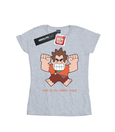Disney T-shirt en coton Womens/Ladies Wreck It Ralph Happy Face (Gris sportif) - UTBI44953