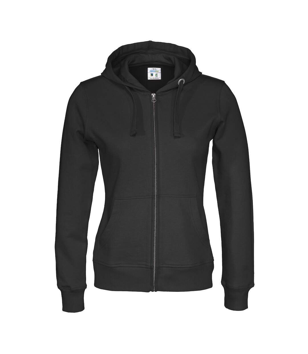 Womens/ladies Full Zip Hoodie Black Cottover-1