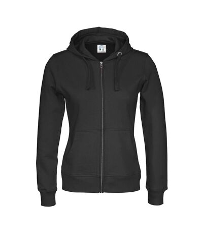 Womens/ladies Full Zip Hoodie Black Cottover