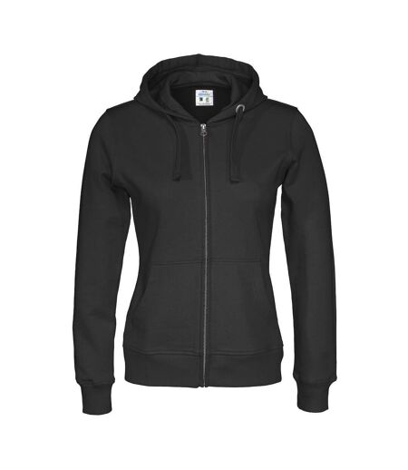 Womens/ladies Full Zip Hoodie Black Cottover