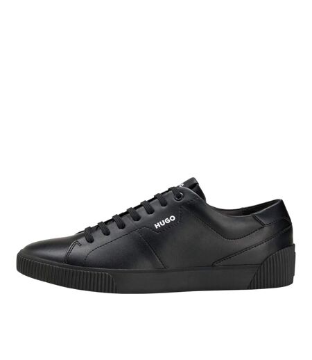 Mens Zero Leather Tennis Trainers Black Hugo