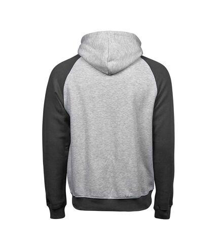 Tee Jays Mens Two Tone Raglan Hooded Sweatshirt (Heather Gray/Dark Gray)