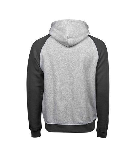 Tee Jays Mens Two Tone Raglan Hooded Sweatshirt (Heather Gray/Dark Gray)