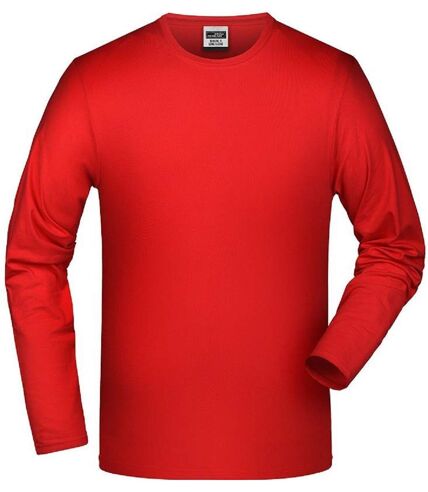 T-shirt stretch homme manches longues - JN056 - rouge