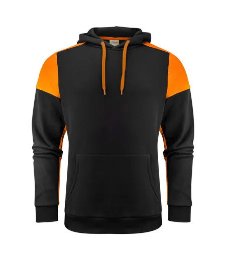 Mens Hoodie Black Orange Printer PRIME