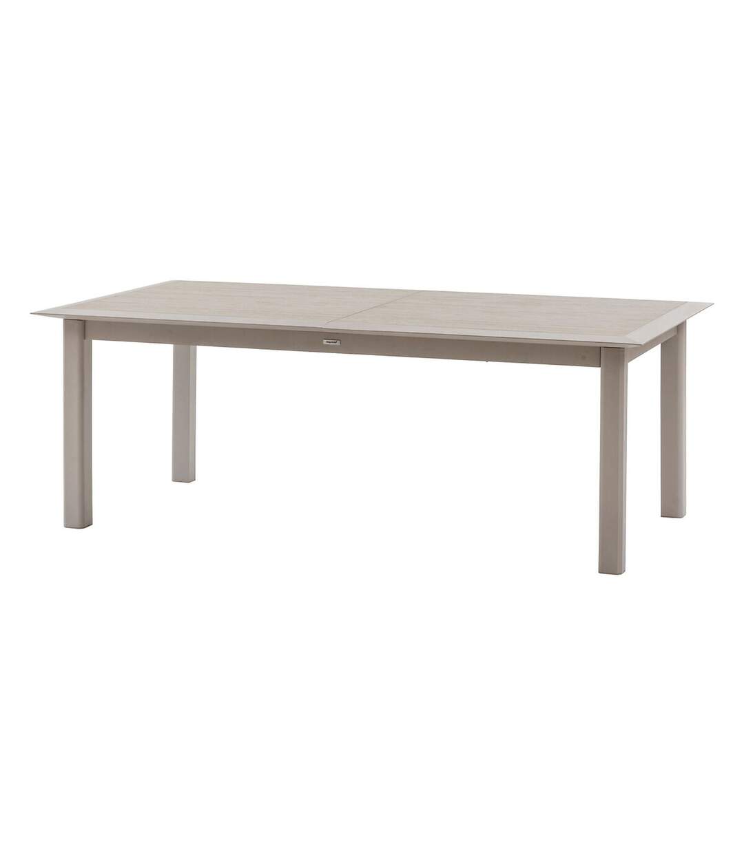 Table de jardin extensible en aluminium effet bois 12 places ALLURE - Grège et avoine-1