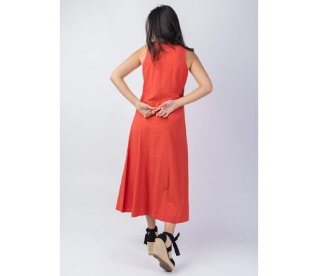 Robe longue sans manches SERAPHINE couleur terracotta Coton Du Monde