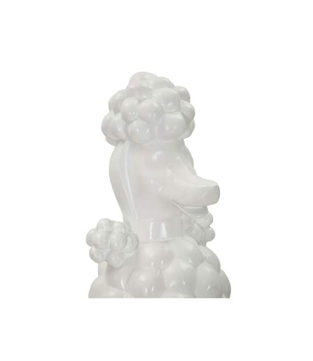 Statue Déco Chien Caniche Assis 61cm Blanc