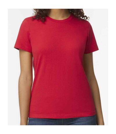 Womens/ladies soft midweight t-shirt red Gildan